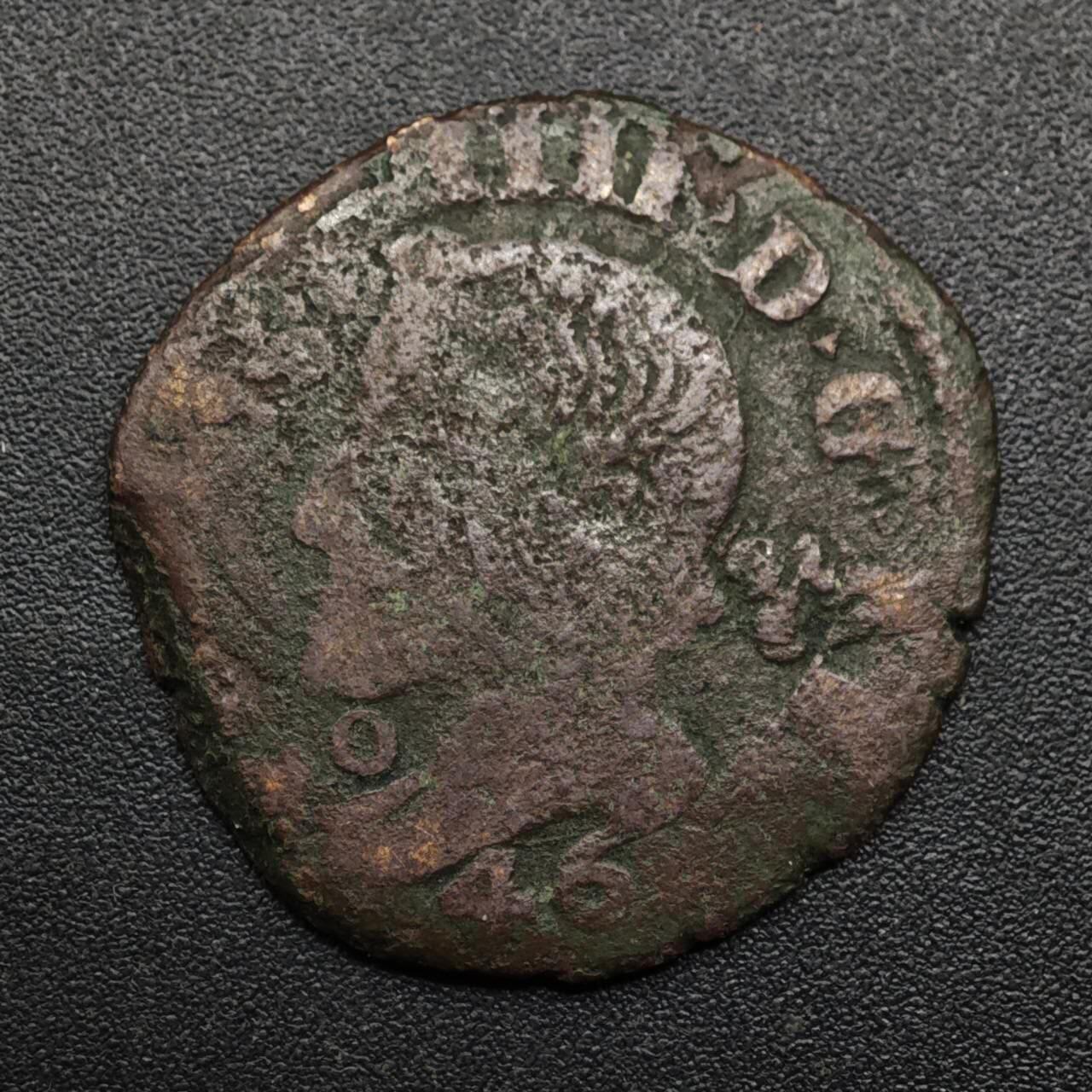 【淘币小摊】限时拍第八百六十拍  老铜币场  满百包邮可预留两周  周一统一发货  意大利那不勒斯1646年菲利普四世老铜币