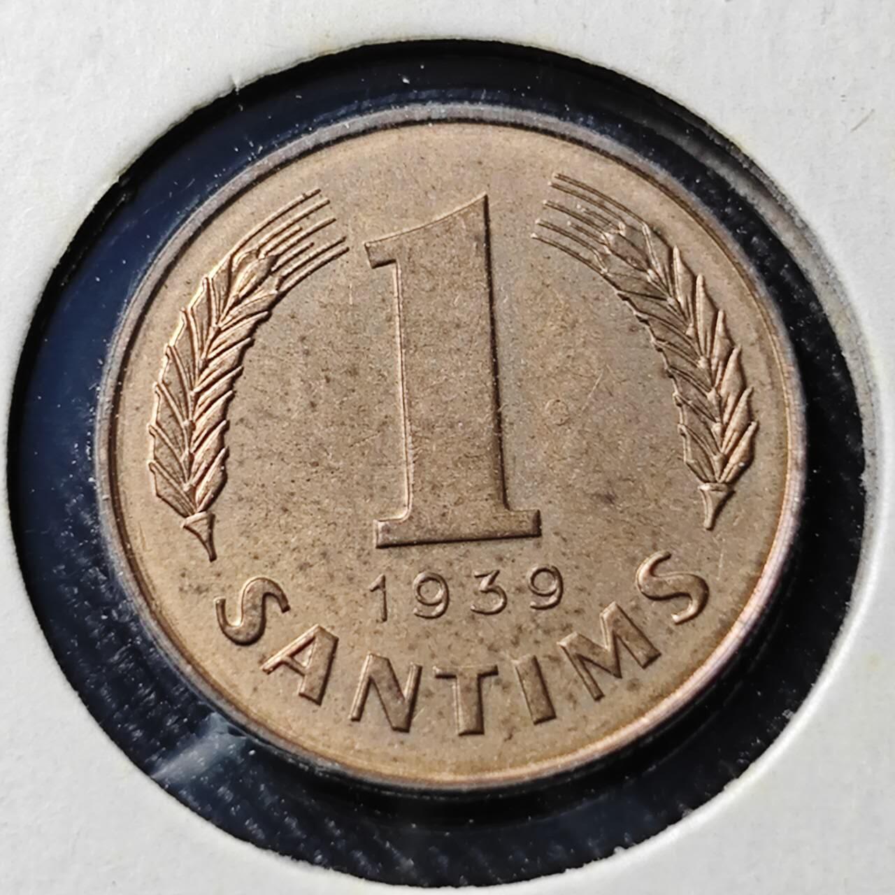 KK钱币收藏小铺  第398期 百期特拍（四拍之二） 2月预留时间 周末发货  1939拉脱维亚1分铜币 好品