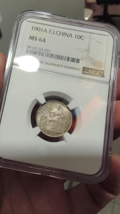 修遠堂世界钱币第103期 NGC MS64 1901年法属印支坐人10分银币
