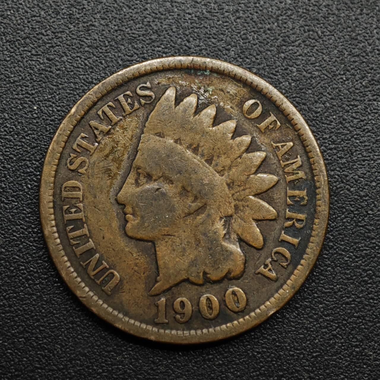 【淘币小摊】限时拍第八百六十拍  老铜币场  满百包邮可预留两周  周一统一发货  美国1900年印第安一分铜币