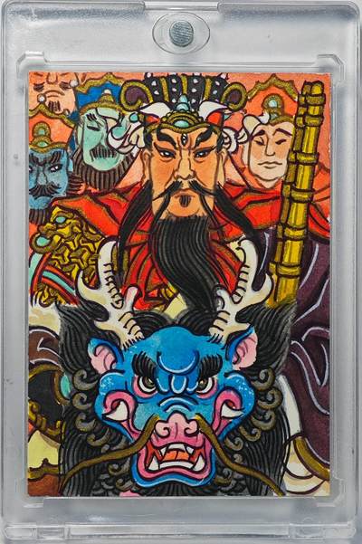 白泽拍卖卡牌手绘专场第32期（愿得长如此 年年物侯新） - 2025 赵洛严手绘卡 殷商太师闻仲  赵洛严亲签 卡砖封装