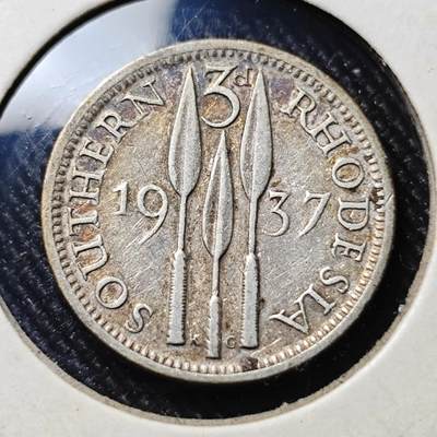 KK钱币收藏小铺  第398期 百期特拍（四拍之二） 2月预留时间 周末发货 -  1937英属罗得西亚3便士银币