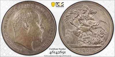 万国钱币拍卖第060期（万国六十期纪念大拍） - PCGS PR64 1902英国爱德华七世精制马剑克朗 MATTE哑光工艺 原盒天鹅绒包浆环绕 极美素描质感 典藏级品质