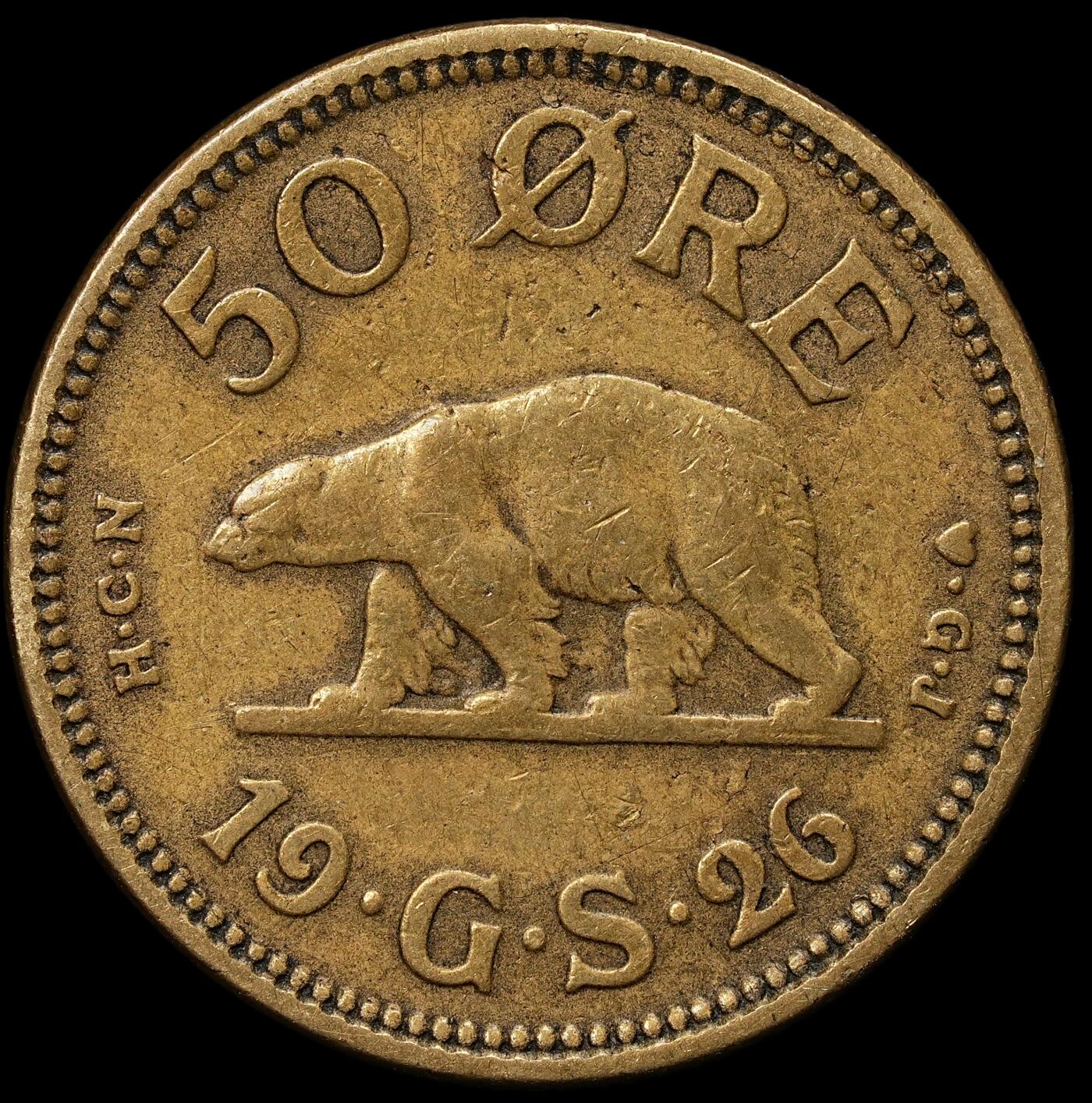 修遠堂世界钱币第103期 1926年格陵兰50欧尔