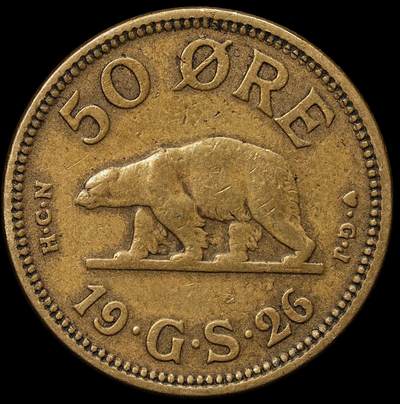 修遠堂世界钱币第103期 - 1926年格陵兰50欧尔