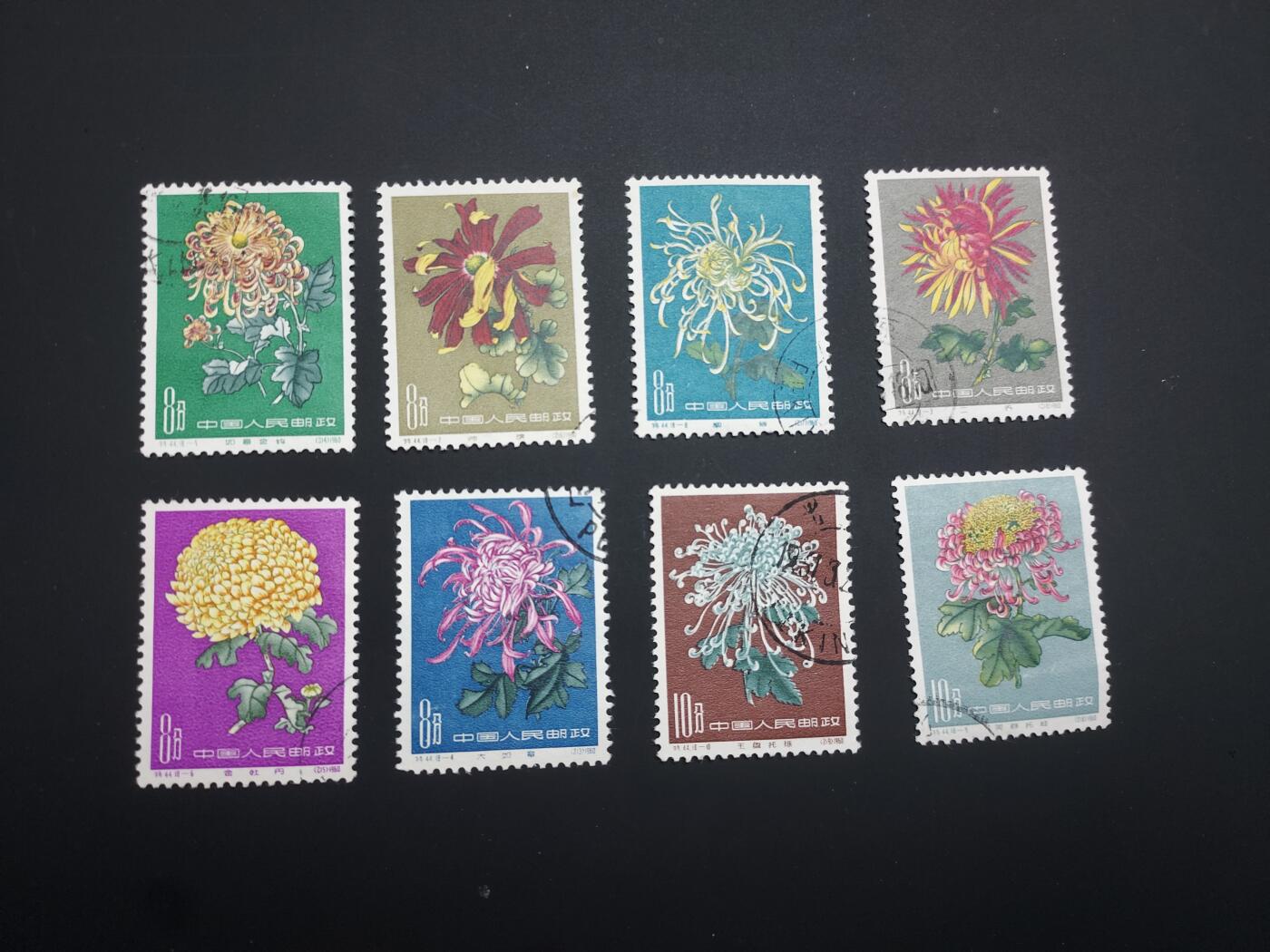 博彦收藏 TM  2月7日 8点邮票专场 全场包邮 菊花盖销8枚，具体以图片为准，无胶 上品