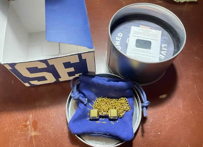 个人闲置chiseled金色哑铃项链35毫米经典款带过（可交换朝鲜苏联章） - 个人闲置chiseled金色哑铃项链35毫米经典款带过（可交换朝鲜苏联章）