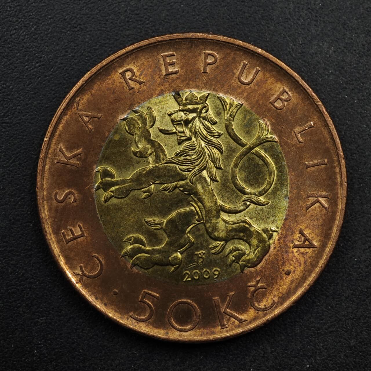 【淘币小摊】限时拍第八百五十八拍  散币场  满百包邮可预留两周  周一统一发货  捷克2009年50克朗双色币