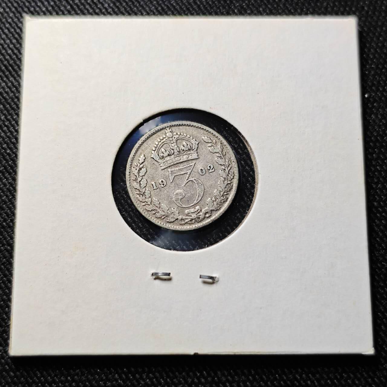 KK钱币收藏小铺  第398期 百期特拍（四拍之二） 2月预留时间 周末发货  1902英国爱七3便士银币