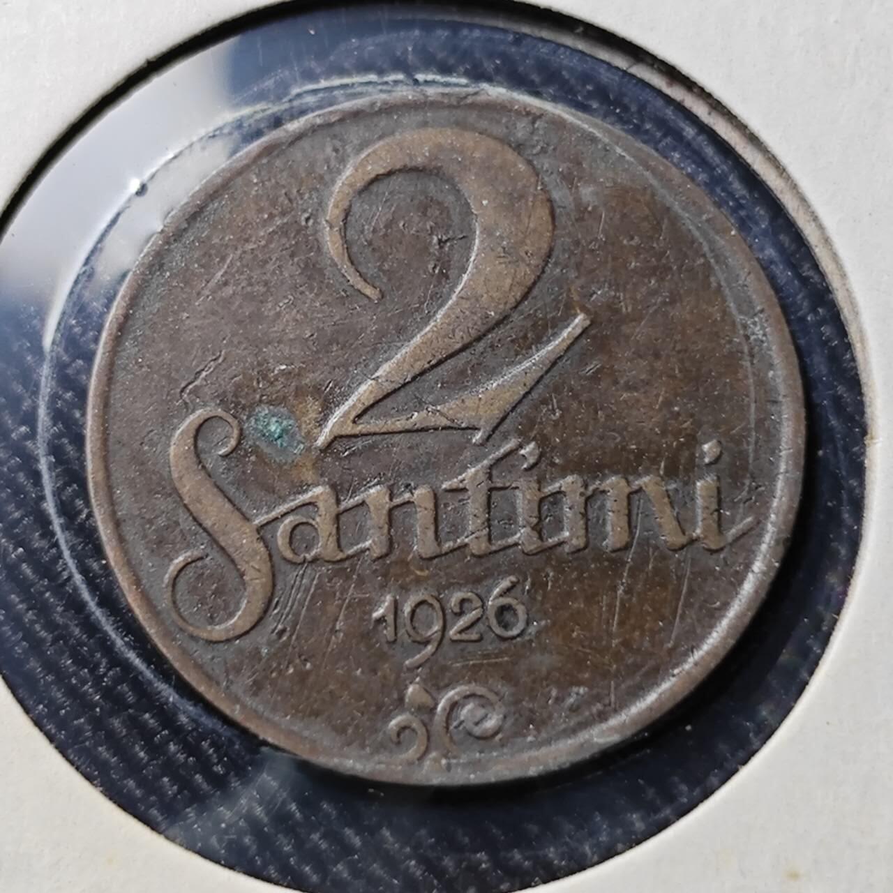 KK钱币收藏小铺  第398期 百期特拍（四拍之二） 2月预留时间 周末发货  1926拉脱维亚2分铜币 