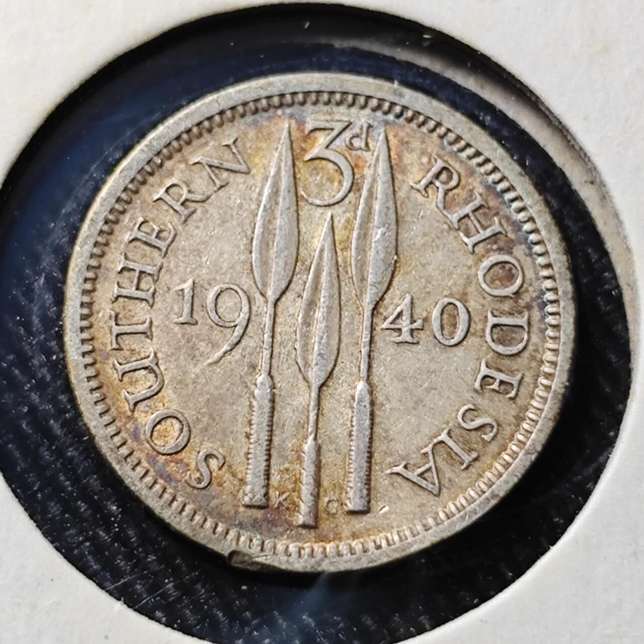 KK钱币收藏小铺  第398期 百期特拍（四拍之二） 2月预留时间 周末发货  1940英属南罗得西亚3便士银币