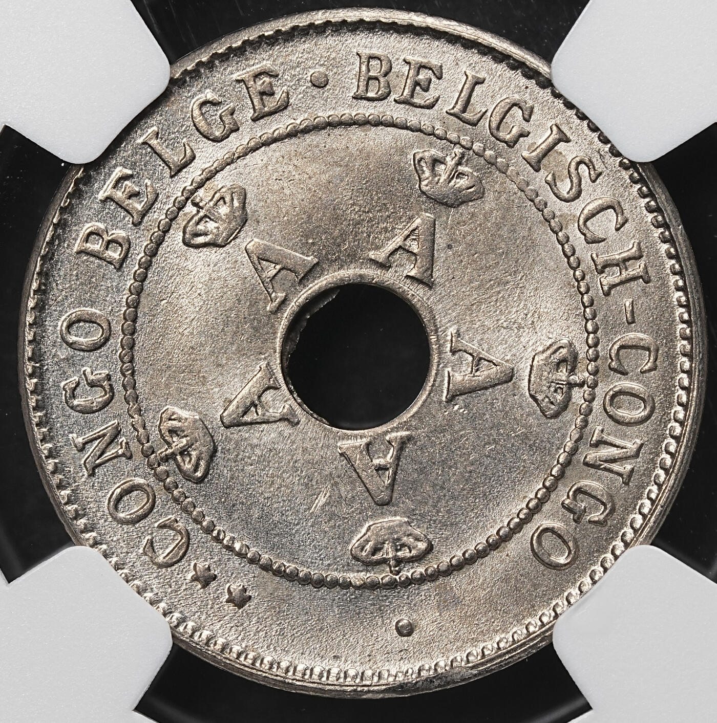 修遠堂世界钱币第103期 NGC MS65 1911年比属刚果中孔10分