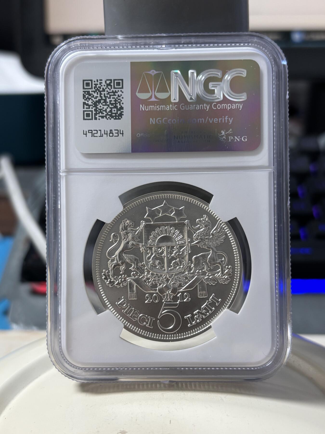 第190期拍卖 2012年拉脱维亚少女女神纪念银币NGC-MS70,925银，25克