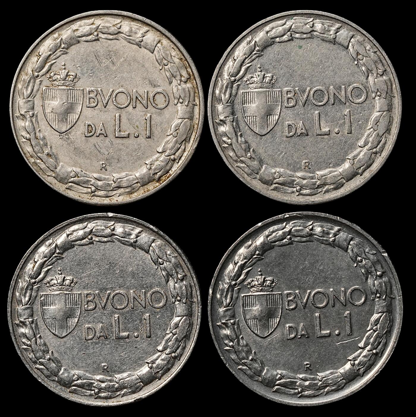 修遠堂世界钱币第103期 意大利1里拉4枚