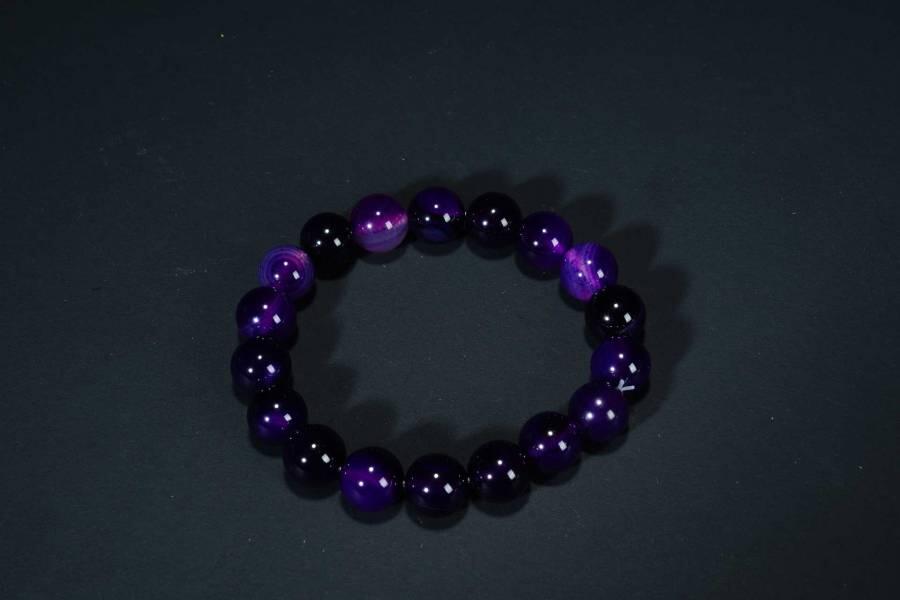 上海都达杂项专场十八（全场包邮） 天然紫玛瑙1.0圆珠手串 附鉴定证书