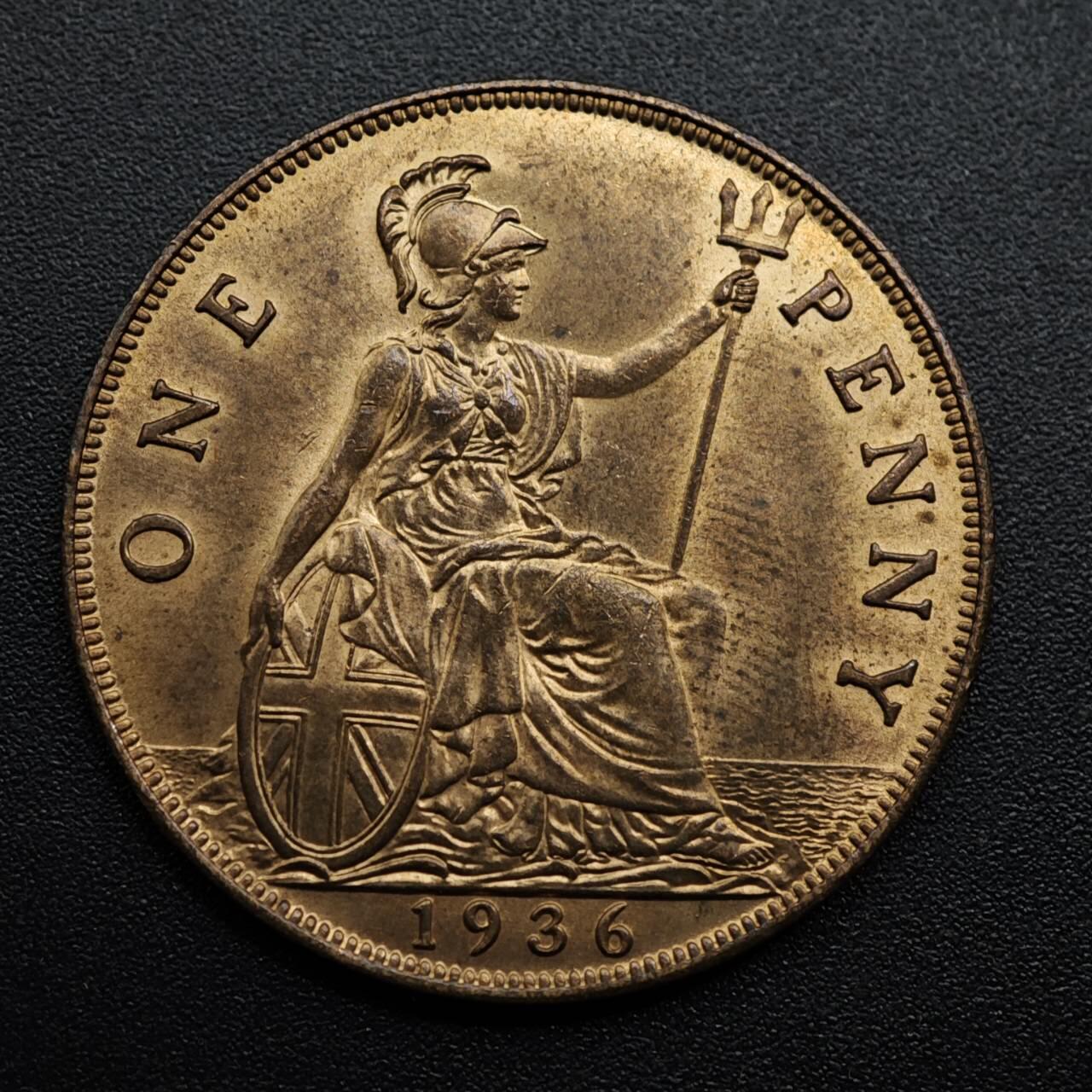 【淘币小摊】限时拍第八百六十拍  老铜币场  满百包邮可预留两周  周一统一发货  英国1936年乔治五世一便士铜币