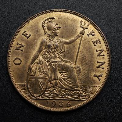 【淘币小摊】限时拍第八百六十拍  老铜币场  满百包邮可预留两周  周一统一发货  - 英国1936年乔治五世一便士铜币