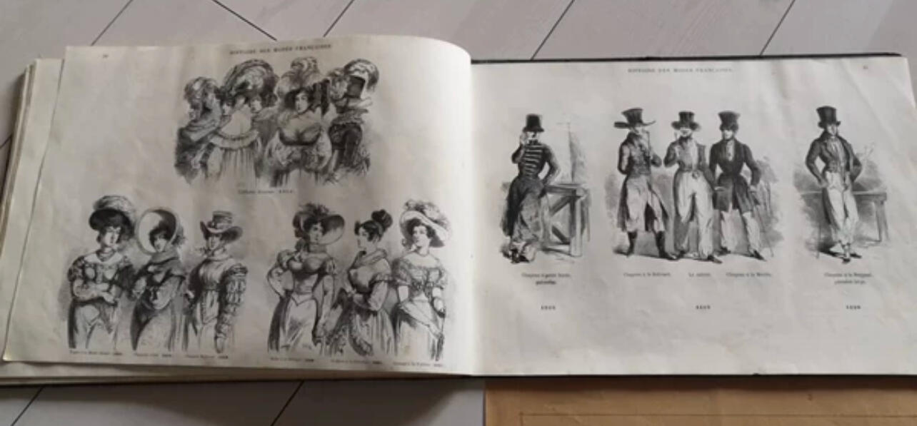 欧洲19世纪法国时尚男女服装设计原版画册老图册书（接受交换朝鲜勋章奖章）