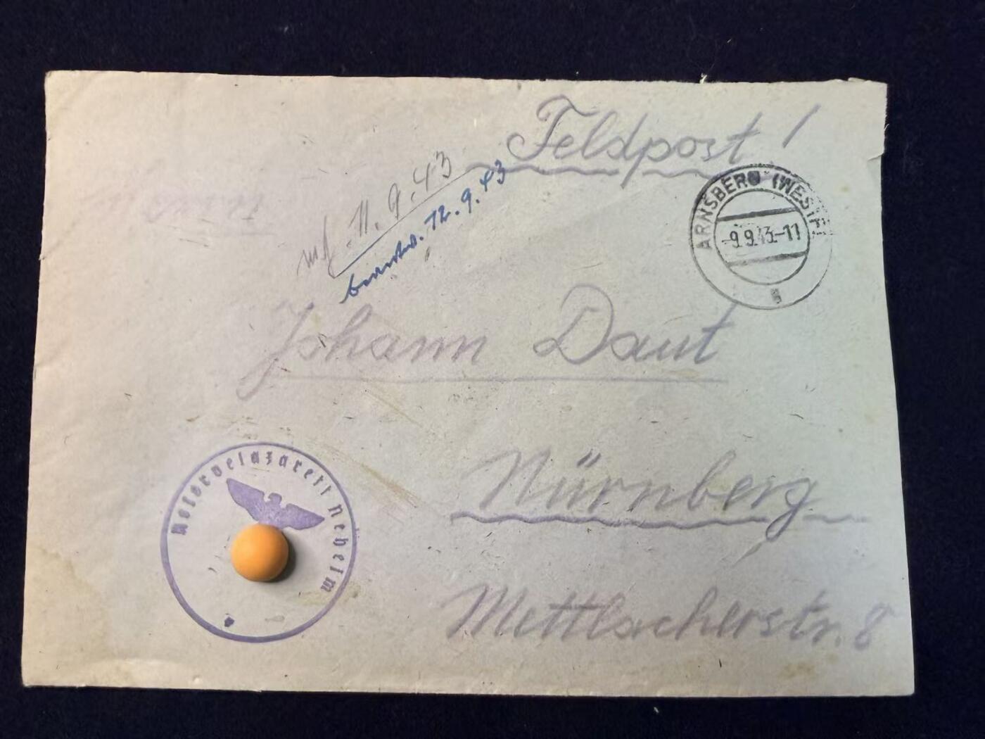 （店主清仓 大量自藏 制服徽章盛宴）罗岚⭐爱藏⭐甄选专拍第五场-分享拍场赚佣（实体经营） 德意志第三帝国战时军事公务信封--由内海姆摩托车厂寄出 详细看简介