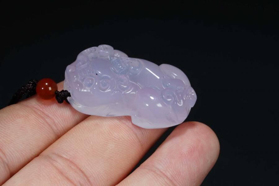 上海都达杂项专场十八（全场包邮） 天然粉玛瑙精雕招财貔貅挂件 附鉴定证书