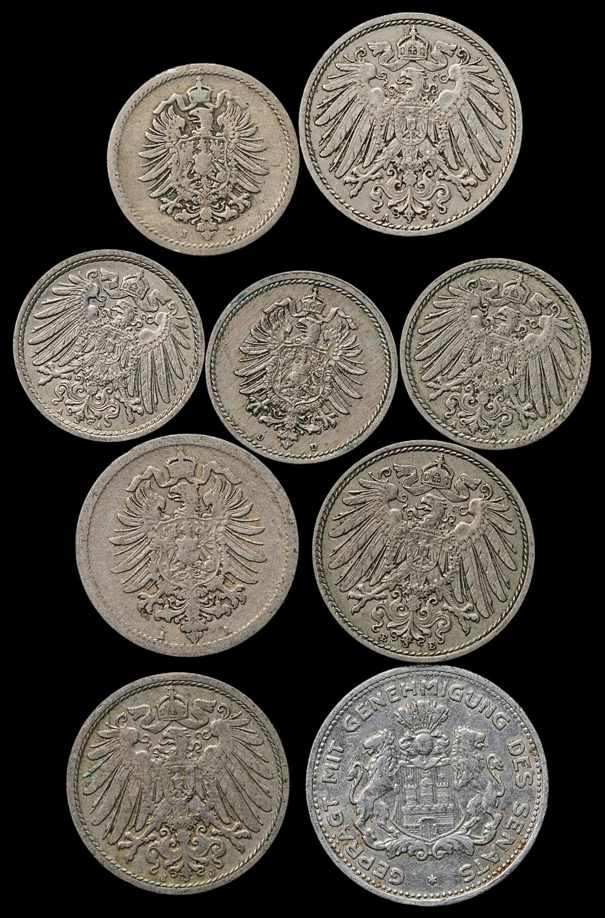 修遠堂世界钱币第103期 德国旧钱币一组