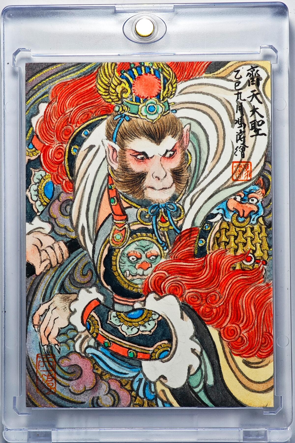 白泽拍卖卡牌手绘专场第32期（愿得长如此 年年物侯新） 2025 冯涛手绘卡 齐天大圣 特效  冯涛背简绘 卡砖封装