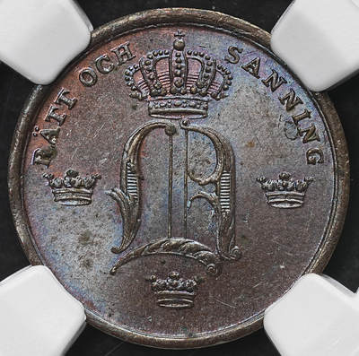 修遠堂世界钱币第103期 - NGC MS63BN 1848年瑞典1/3 SKILLING铜币