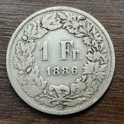 【春节前最后一拍，下一场3.3号】★第139加场★银币专场 不寄存，200包邮。不满200元，支付5元运费。《接受代拍 代送NGC评级》 - 47【无寄存】瑞士 1886年 1法郎 银币