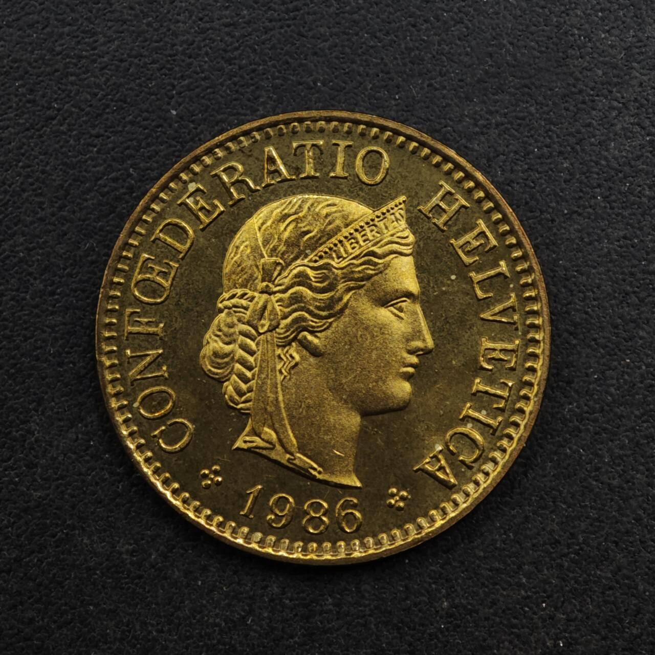 【淘币小摊】限时拍第八百五十八拍  散币场  满百包邮可预留两周  周一统一发货  瑞士1986年5分铜币