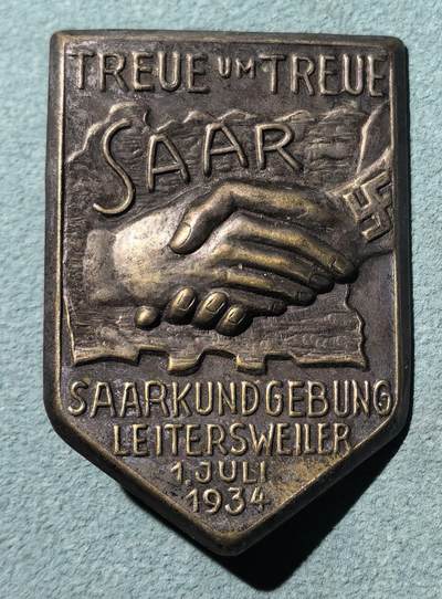 盛世勋华——号角文化勋章邮票专场拍卖第304期 - 德国（1939）1934年萨尔地区忠诚对忠诚集会纪念证章