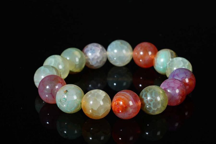 上海都达杂项专场十八（全场包邮） 天然糖果色玛瑙手串 附鉴定证书