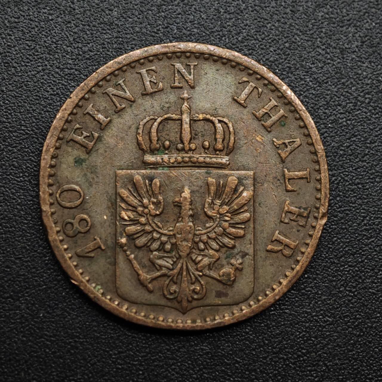 【淘币小摊】限时拍第八百六十拍  老铜币场  满百包邮可预留两周  周一统一发货  德国1871年普鲁士2芬妮铜币