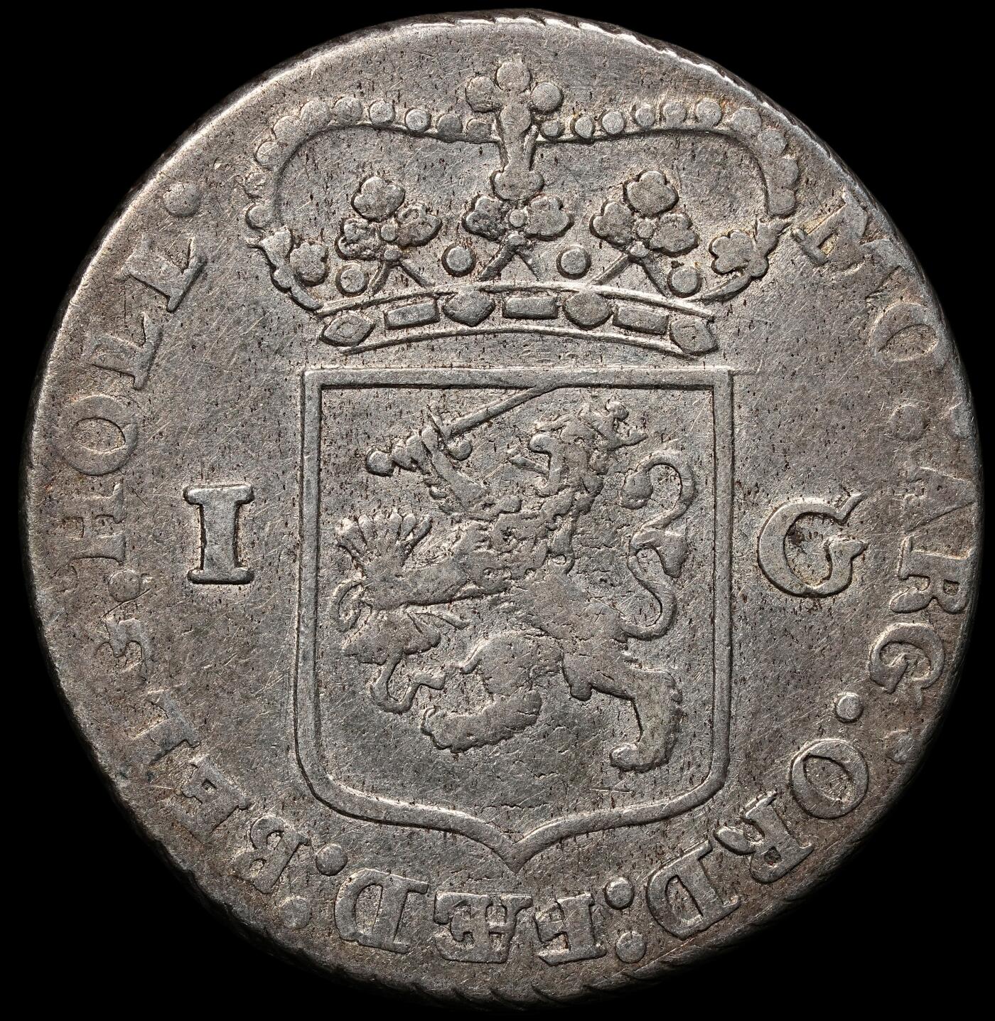 修遠堂世界钱币第103期 1794 年荷兰荷兰省“站立的荷兰女神” 1 Gulden 银币，10.41g