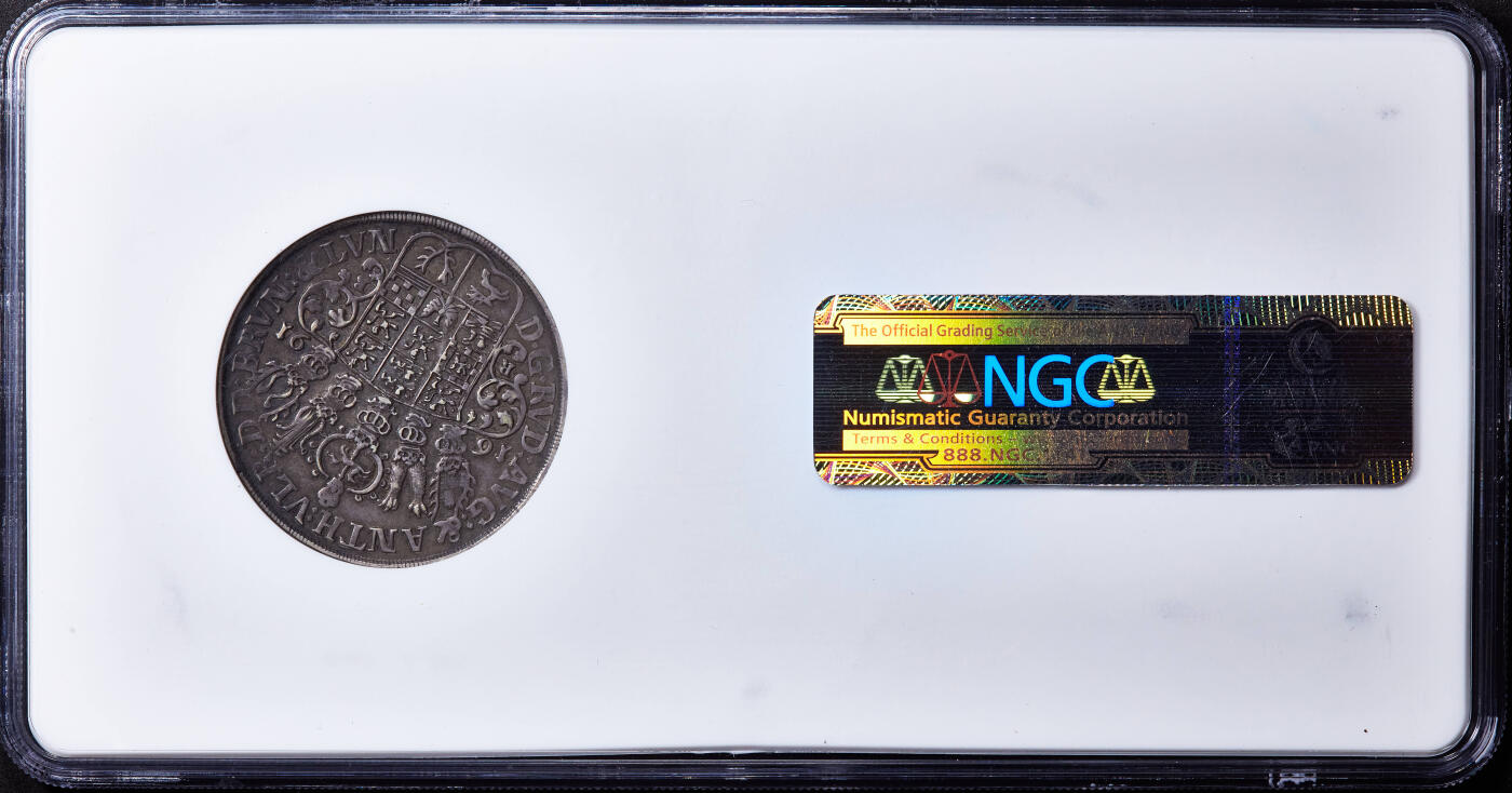 【俄甄集藏】马年新春第一拍 2026年(048)02-25星期三 晚 19:30 全场包邮 神圣罗马帝国-德国不伦瑞克-沃尔芬比特尔1691年野人1泰勒大银币，NGC VF30，酱彩包浆，原味状态