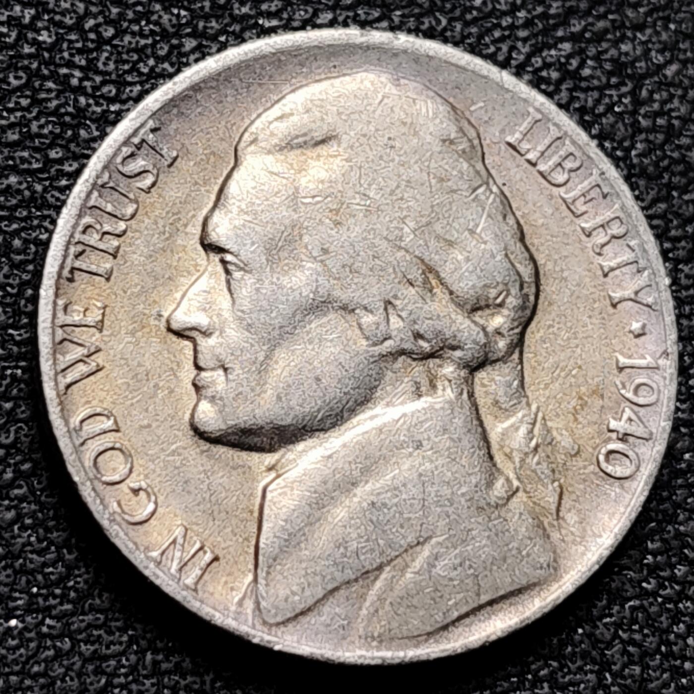 泉币菌-第180场- 精品福利场 早期 美国1940年5美分纪念币 杰斐逊 及 故居蒙蒂塞洛庄园 21mm 