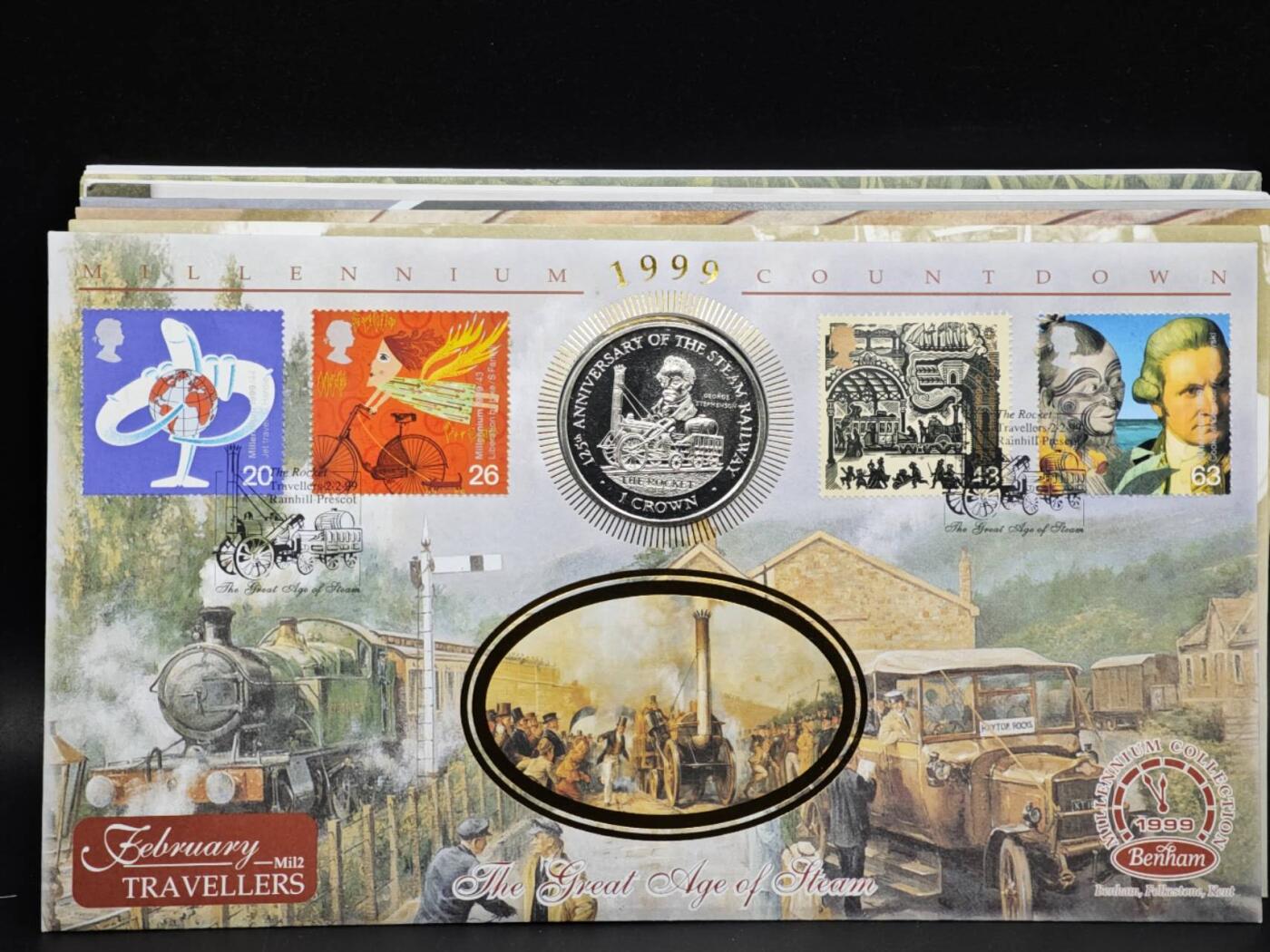 【淘币小摊】限时拍第八百六十二拍  克朗币邮币封场  满百包邮可预留两周  周一统一发货  马恩岛1998年火车125周年克朗纪念币邮币封