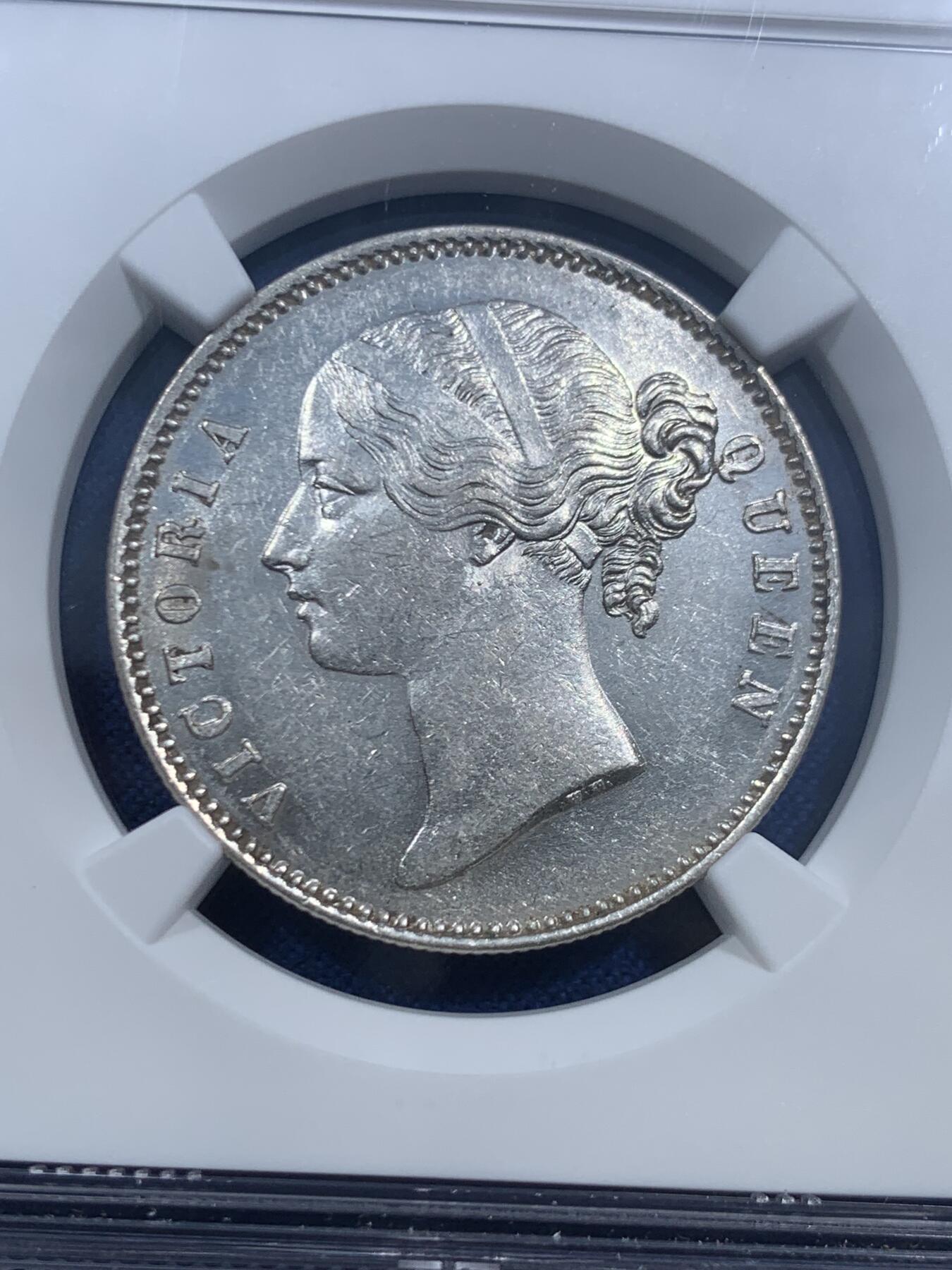 《竞宝斋》第463-465场 周日，周一，周二，3场连拍 （全场包邮）欢迎送拍 NGC MS61 英属印度1840年维多利亚女王1卢比银币