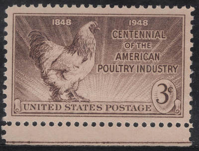 洪涛臻品批发群 精选邮票限时拍卖第1244期  - 1948美国规模化家禽养殖百年 1全新带色线 雕刻版原胶全品！