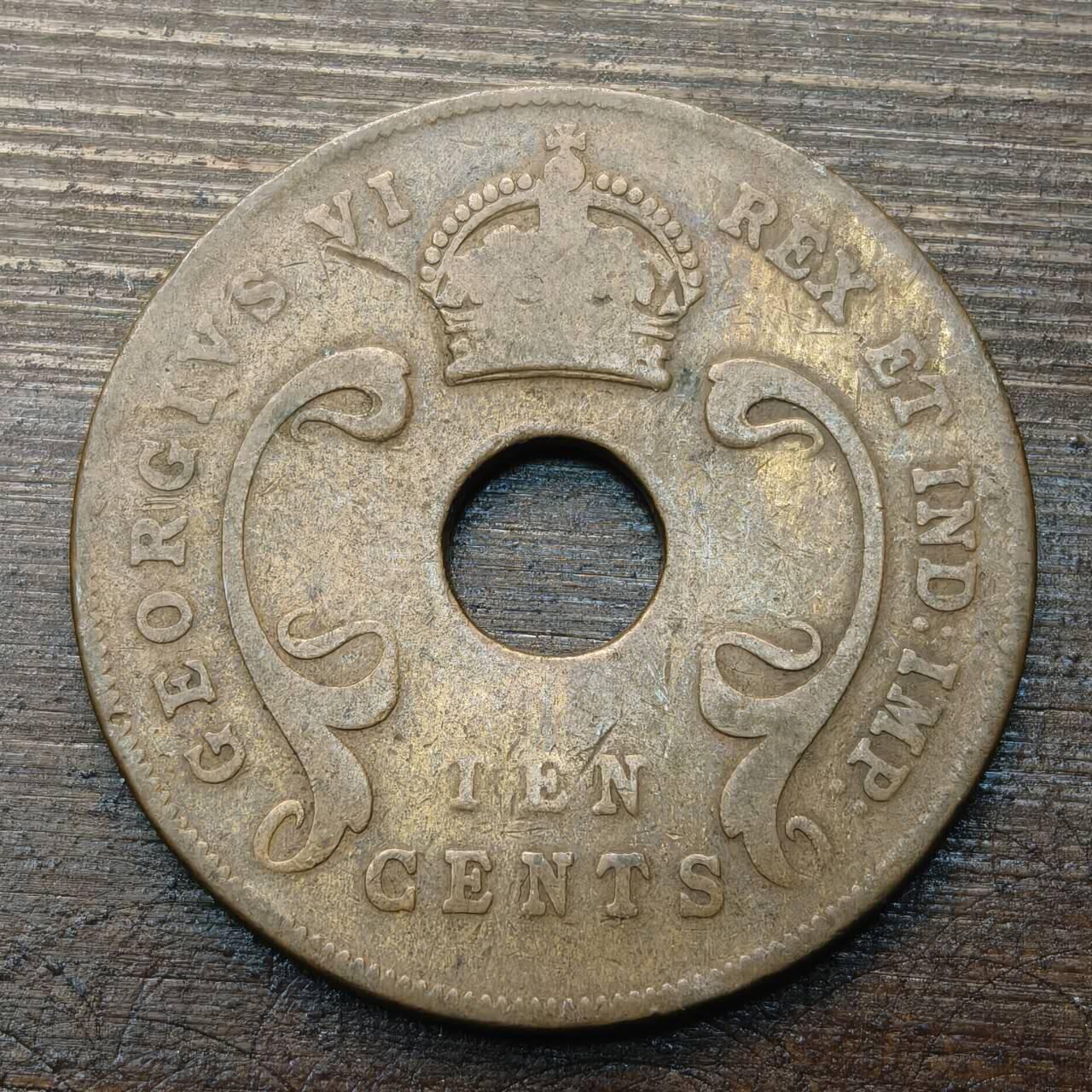 【铜匠收藏】★第143★散币专场 不寄存，30包邮。不满30元，支付5元运费。《接受代拍 代送NGC评级》 89【无寄存】英属东非 1941年 10分铜币