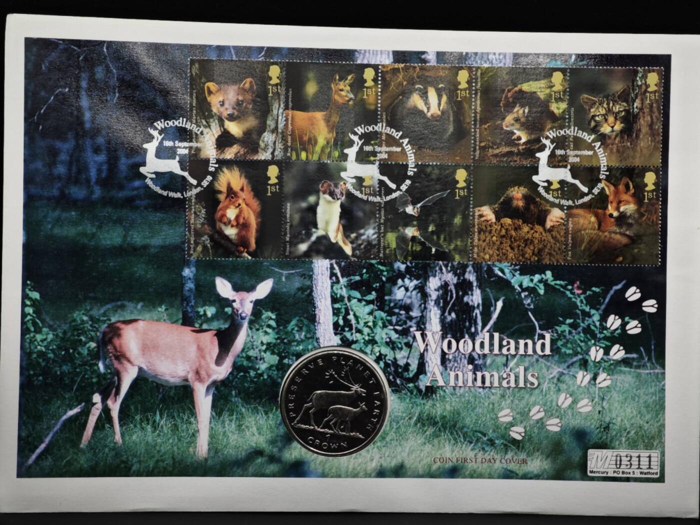 【淘币小摊】限时拍第八百六十二拍  克朗币邮币封场  满百包邮可预留两周  周一统一发货  马恩岛1994年保护地球系列麋鹿克朗纪念币邮币封