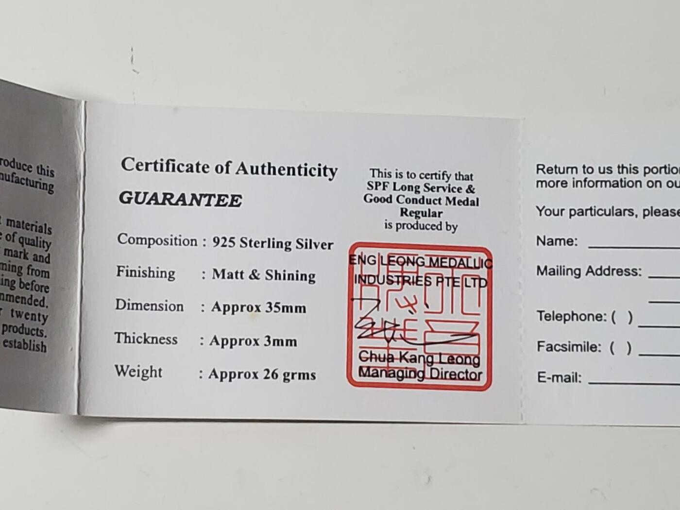 韵星假日军品类拍卖第三十九期暨默多克中校夫妇专场 -- Rimey Holidays Militaria Auction 39 & The Modoks Collection  新加坡共和国警察银制长期服务和良好服务奖章带原盒和原套 银镀金 非常稀少的高级类奖章 品相非常好 表面闪闪发光 elm厂制作 带厂标 39465序列号带原厂证书925银 26克不含绶带 银价接近700 完整一套很难找 