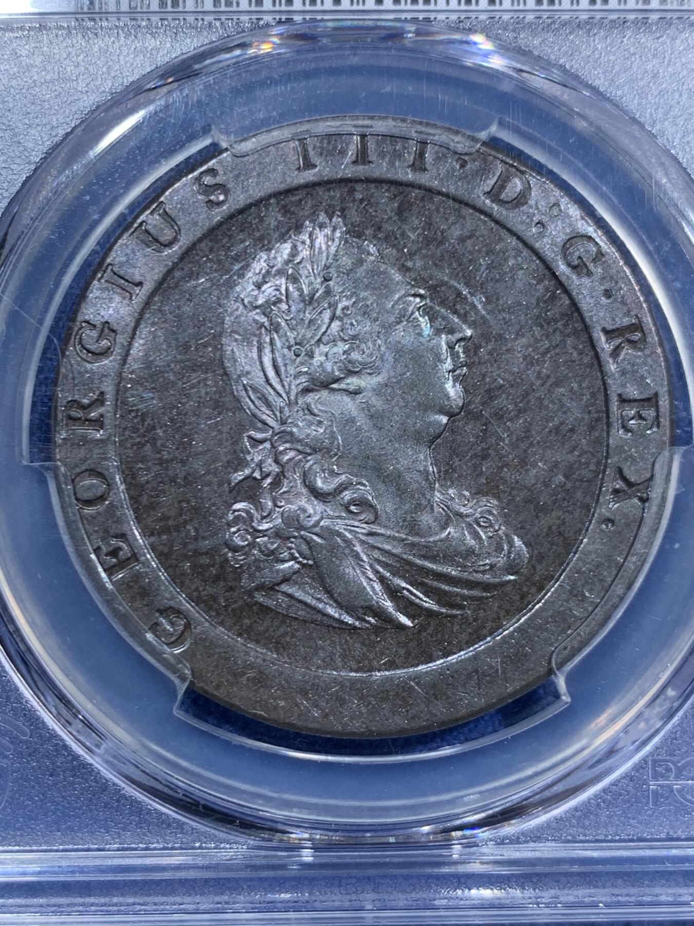 《竞宝斋》第463-465场 周日，周一，周二，3场连拍 （全场包邮）欢迎送拍 PCGS MS63BN 英国1797年乔治三世车轮1便士铜币，底板镜面感觉状态非常好