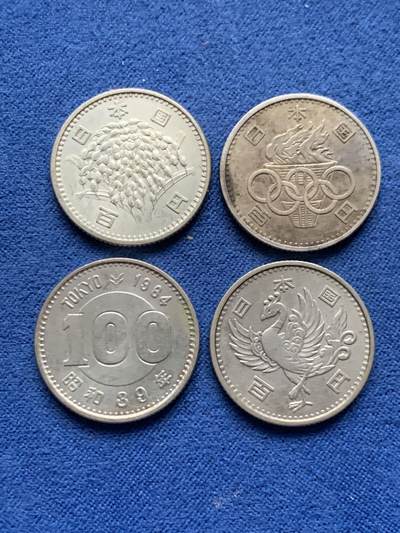 《竞宝斋》第463-465场 周日，周一，周二，3场连拍 （全场包邮）欢迎送拍 - 四枚一组 日本100円银币 600银 总重19.2克