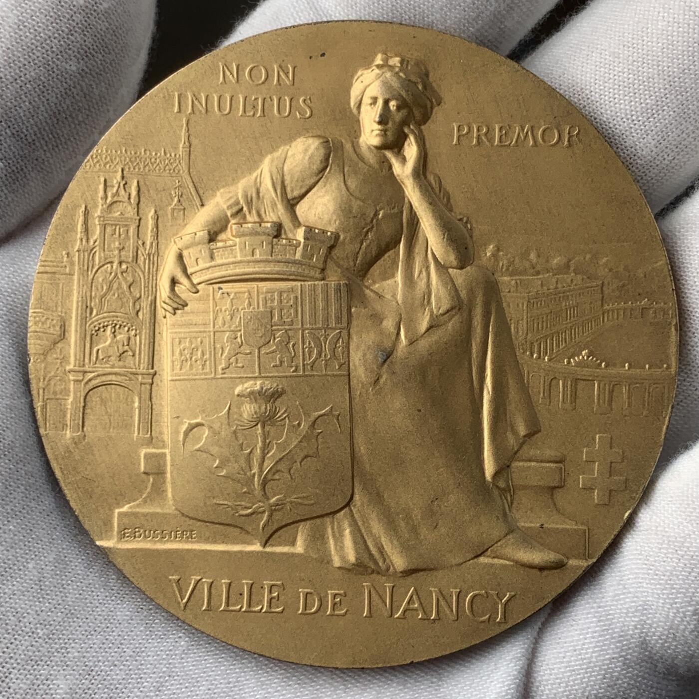 掌中浮雕-藏着的欧洲第052场 1929年法国南锡博览会镀金银奖章，65mm，124g