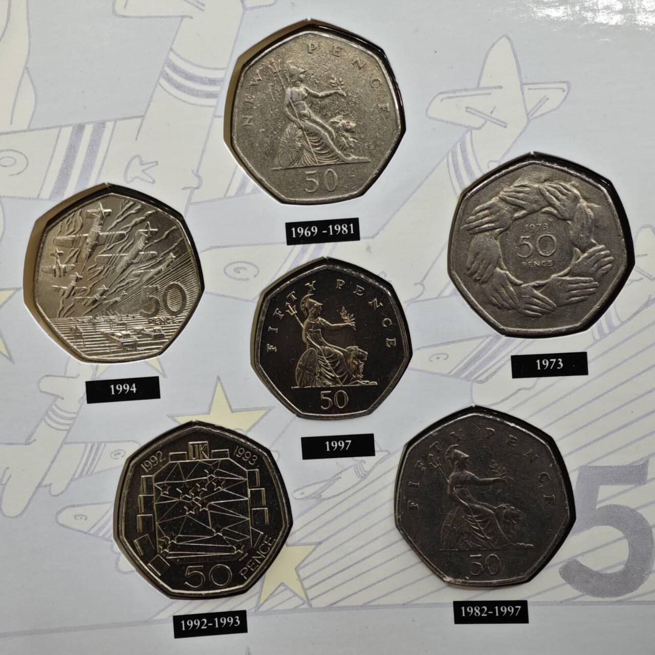 【淘币小摊】实时拍第八百六十一拍   银币套币场   满百包邮可预留二周 每周一统一发货   英国50便士纪念套币