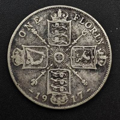 【淘币小摊】实时拍第八百六十一拍   银币套币场   满百包邮可预留二周 每周一统一发货   - 英国1917年乔治五世弗洛林银币