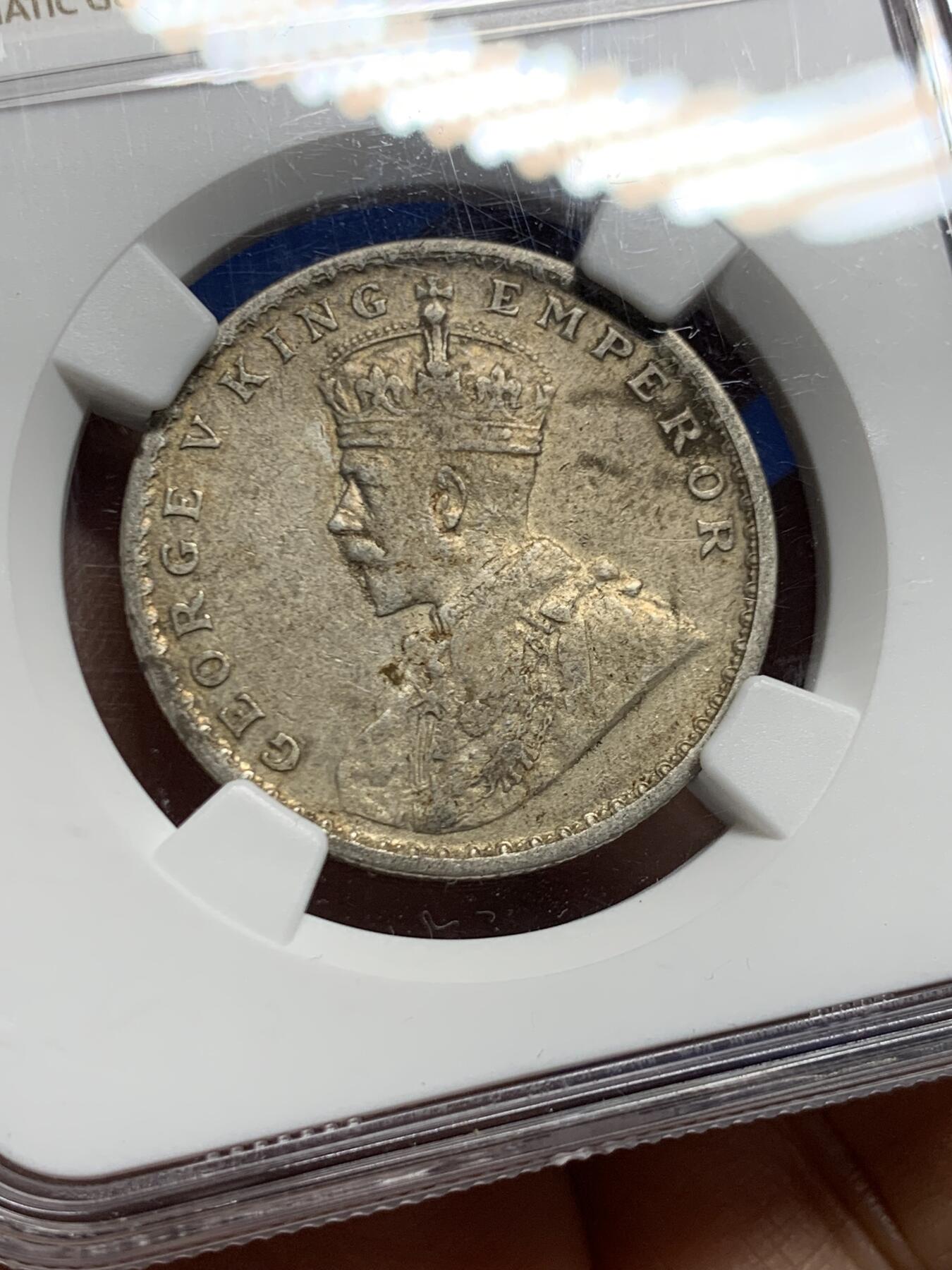 《竞宝斋》第463-465场 周日，周一，周二，3场连拍 （全场包邮）欢迎送拍 NGC AUD 印度1916年乔治五世1卢比银币