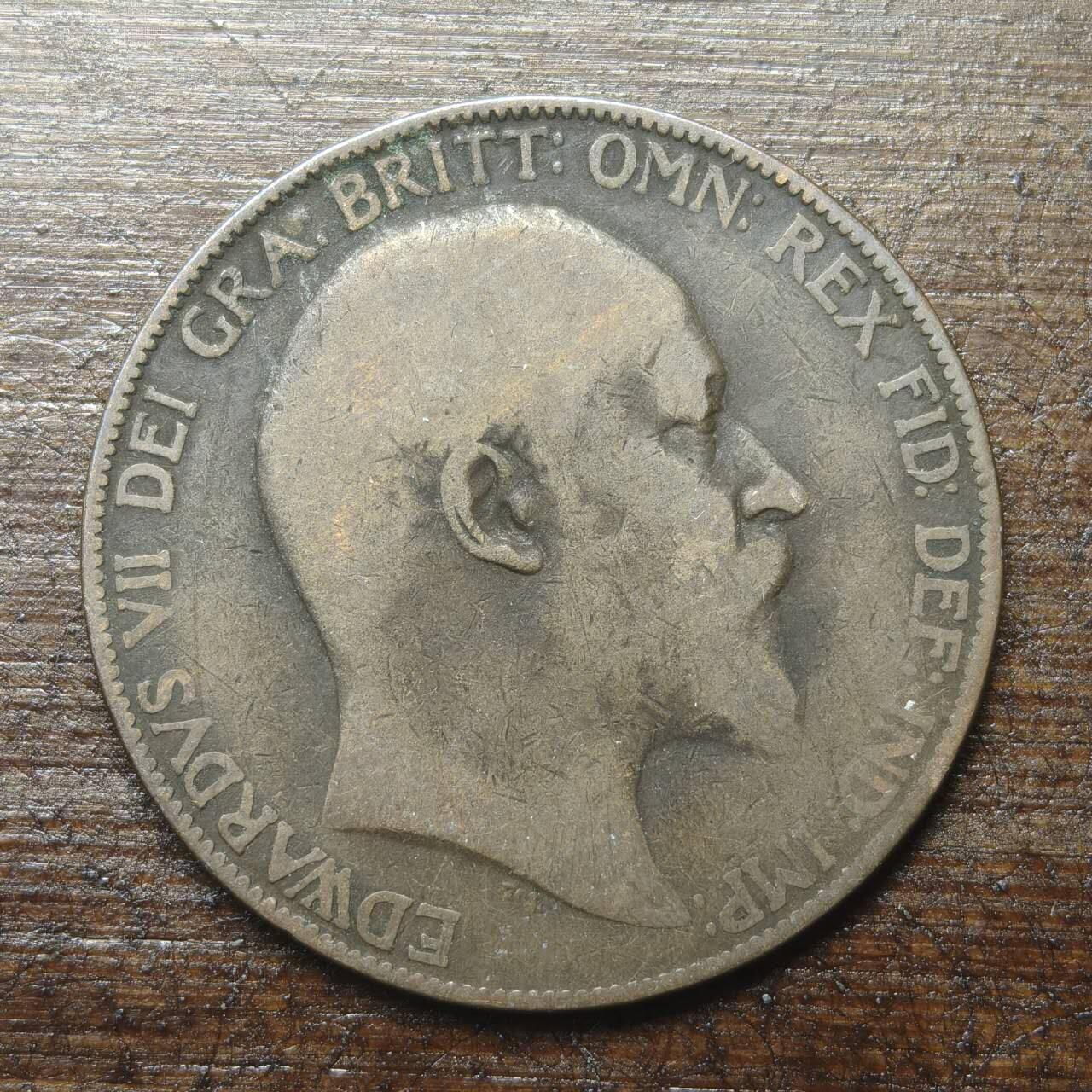 【铜匠收藏】★第143★散币专场 不寄存，30包邮。不满30元，支付5元运费。《接受代拍 代送NGC评级》 35【无寄存】英国 爱七 1908年 1便士