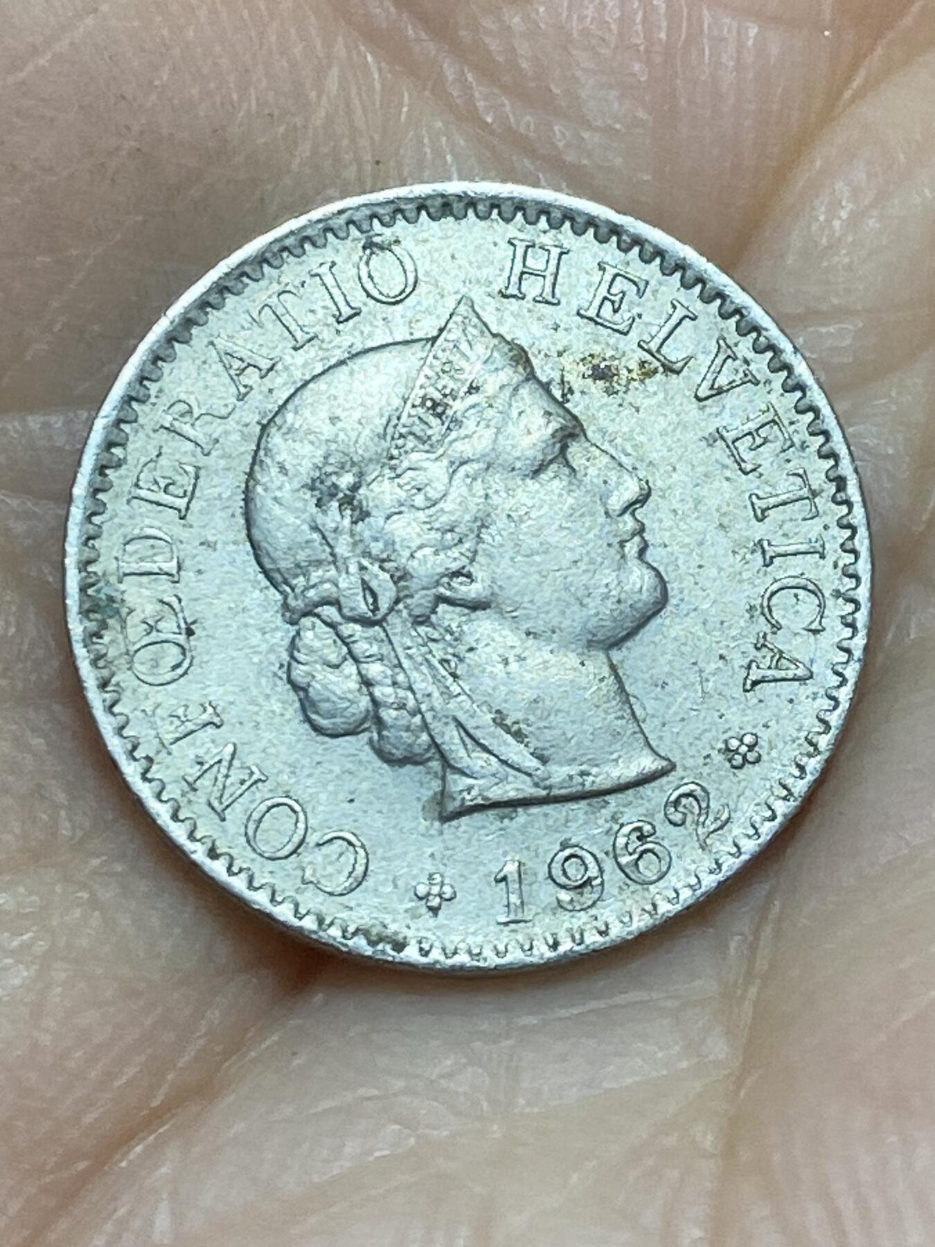 2026年第十七场(总第一百八十六场）外国好品散币场(免佣金) 瑞士🇨🇭1962年5拉彭(第二版，B标伯尔尼造)