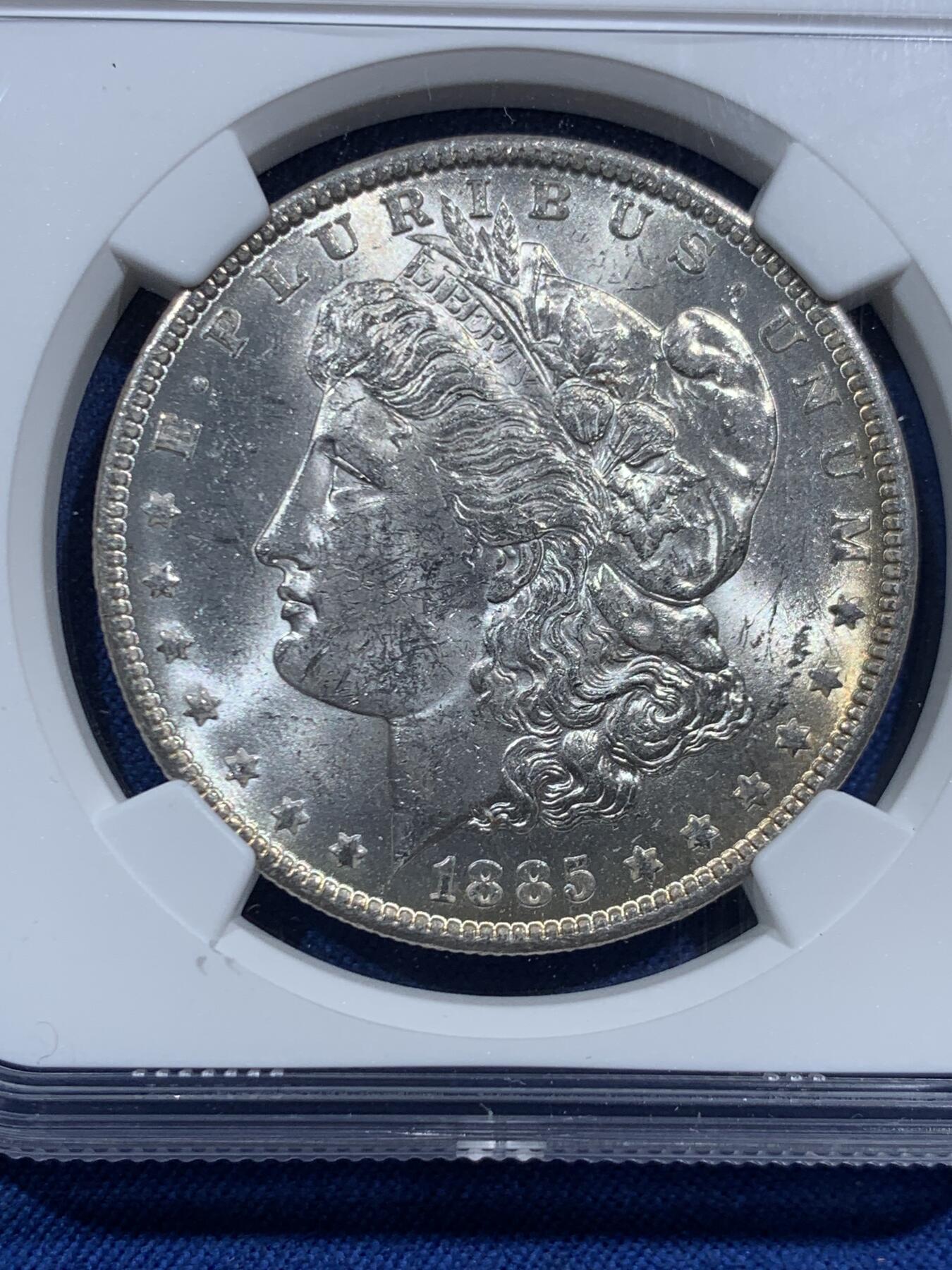 《竞宝斋》第463-465场 周日，周一，周二，3场连拍 （全场包邮）欢迎送拍 NGC UNC 美国1885年O版摩根1美元银币